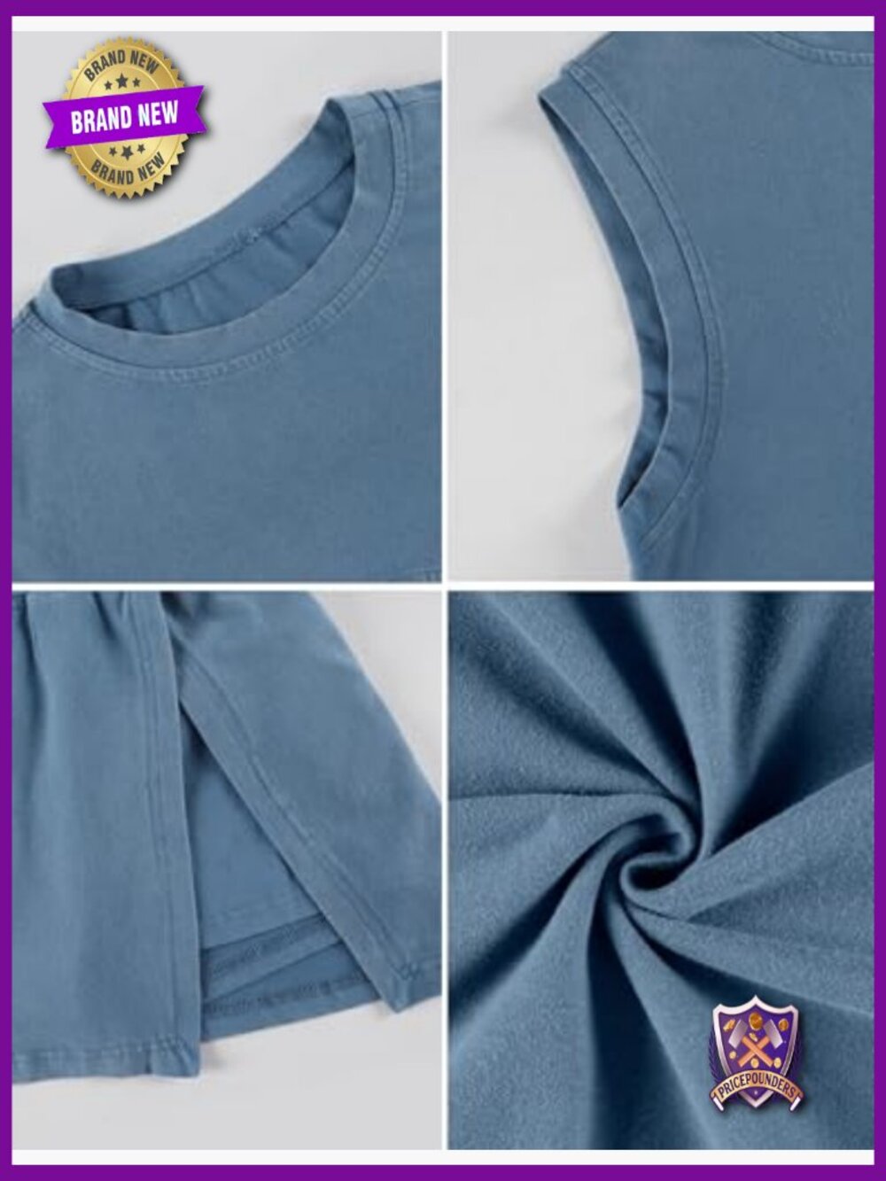 2 Piece Cotton Tank Top Skort Set Casual Summer Tracksuit with Side Slit & - Picture 5 of 7